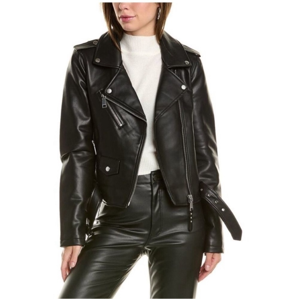Rebecca Minkoff Faux Leather Moto Jacket XL Black Biker Style Vegan